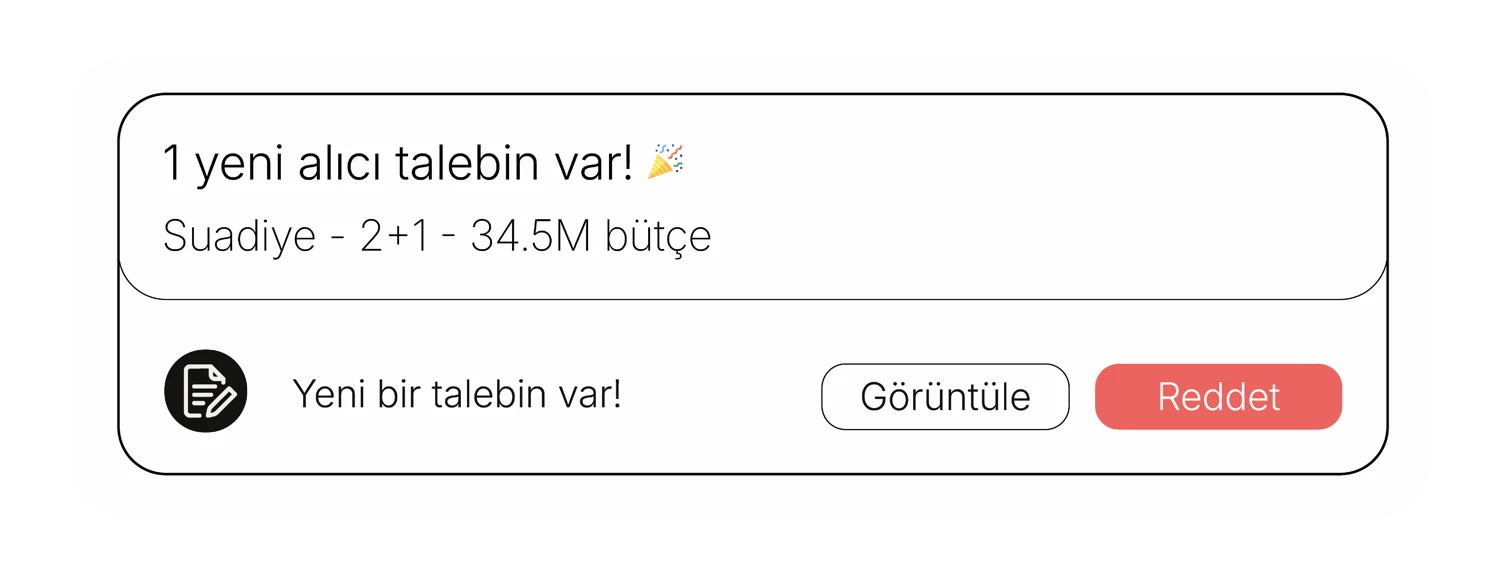 Yeni alıcı talebi bildirimi